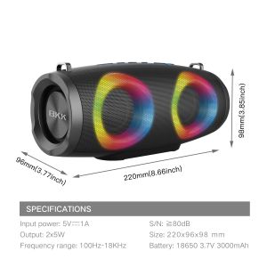 2 Driver Stereo Wireless Portable Bluetooth Speakers Multifunctional