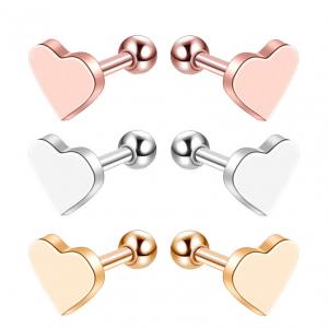 China Sweet heart shape stud earrings rose gold plated earrings body piercing jewelry on sale