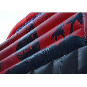 Red / Black Pirate Inflatable Pirate Ship Slide For Party 30ft