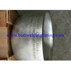 A403 WP316L WP321 WP310 WP317L Stainless Steel Pipe Cap 6 Inch 8” SCH40S SCH80