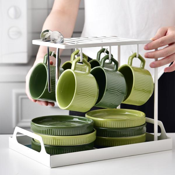 200ml Green Ceramic Teacup Classic Design Style Ceramic Cup & Saucer Set Enjoy Afternoon Tea Time