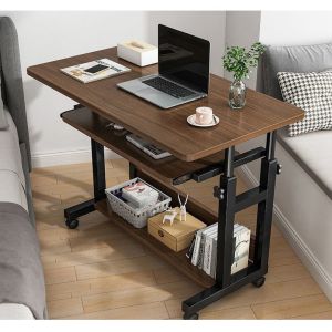 Solid Wood Style PANEL Movable Manual Standup Desk for Small Office and Coffee