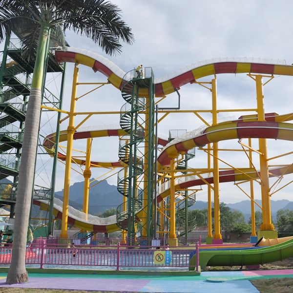 Quality Rainbow Racer Boomerango Space Bowl Fiberglass Water Slide for Amusement Parks wholesale