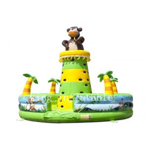 Cheap Jungle Theme Monkey Inflatable Climbing Tower Wall With Trees for sale