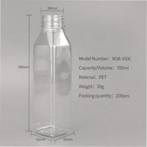 OEM Plastic Square Bottles Polypropylene Square Juice Bottle With Caps