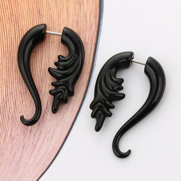 Punk Black Geometric Drop Earrings Exaggerated Plant Dangle Earrings for Women Party Ear Jewelry Brincos Gifts