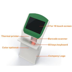 Touch Screen Self Service Queue Management Kiosk With Keyboard