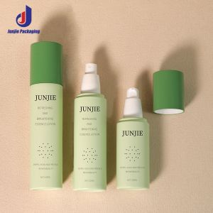 Green Plastic Pump Bottles Frosted Plastic Bottles Customized With Cylindrical