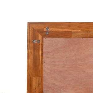 Finger Joint Teak Wood Wall-Mounted Bevel Smart Design Glass Fancy Mirror
