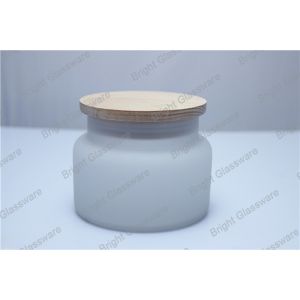 frosted glass jar with wooden lid for wholesale