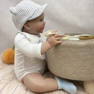 Unisex onesie bodysuit with bib 100% cotton organic jumpsuit knitted baby romper