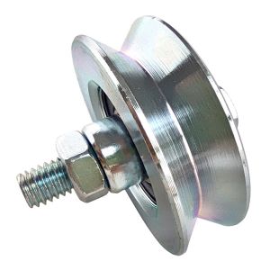 Cheap Various sizes V groove double bearings galvanized steel sliding gate support wheel with bolt for sale
