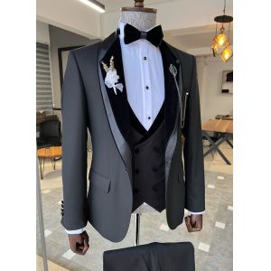 Slim Fit Black 36''-46'' Classic Gentleman'S Tuxedo