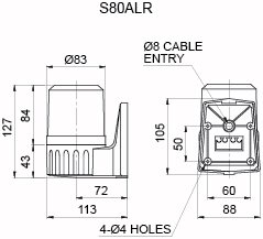 Qlight S80ALR LED Revolving Warning Light , Terminal Plate Built-in Type of Easy Wiring