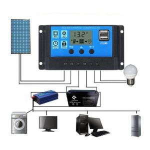 Auto PWM Solar Panel Controller 12v 24v 10a 20a 30Amp With LCD Display Dual USB