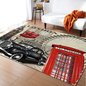 Retro Paris Tower Pink Flower Carpet with Printed Crawling Pad