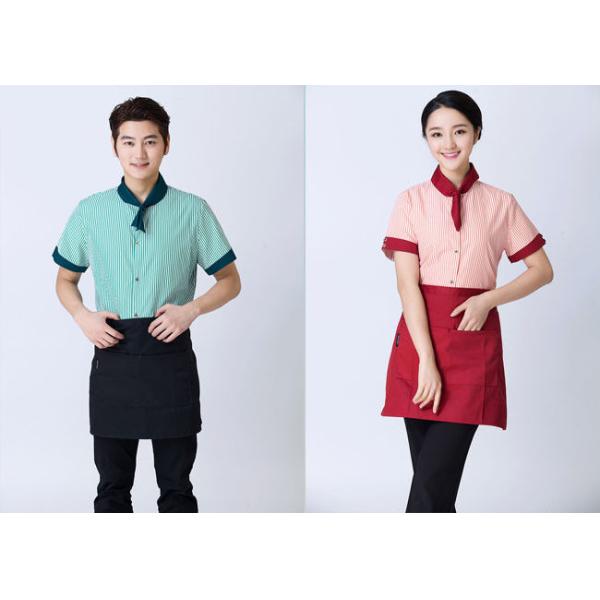 Quality Embroidered Unique Restaurant Uniforms With Single Row Transparent Resin Buttons wholesale