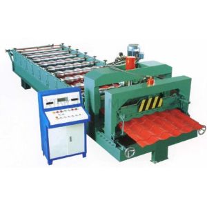 Cheap Green Color Glazed Tile Roll Forming Machine With 3 - 6m / Min Processing Speed for sale