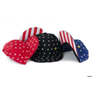 Flat Visor Snapback Baseball Caps With USA Stars Strips Patterns Adjustable