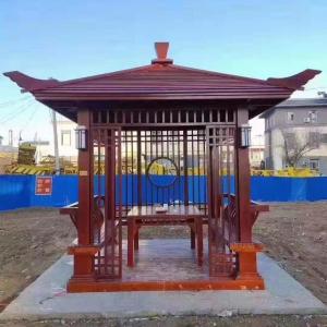 China Waterproof Outdoor Solid Wood Pavilion With Fence on sale