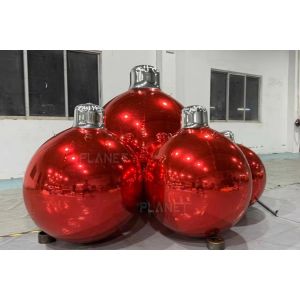 Giant Double Layer PVC Red Inflatable Christmas Mirror Ball for Decoration