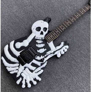 Top Quality 6 Strings Bones Black Skull Electric Guitar