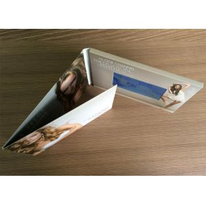 Newest 4.3‘’ screen Button control LCD video brochure card, A5 size tri-folded
