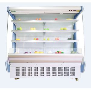 Remote round end open chiller with adjustable multi deck shelf