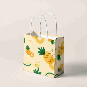 Pineapple Printing Paper Craft Kraft Bags Bulk Tote