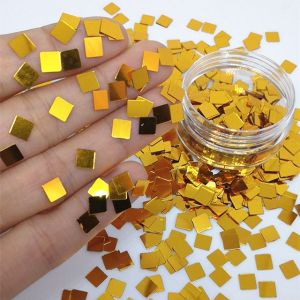 Cheap Customized Logo Acceptable 5*5 Golden Square Glitter Sequin Sheet with Customized Color and Logo for sale