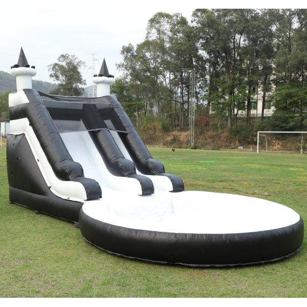 Water Slide Inflatable White And Black Waterslide Kids Slide With Bigger Water Splash Pool