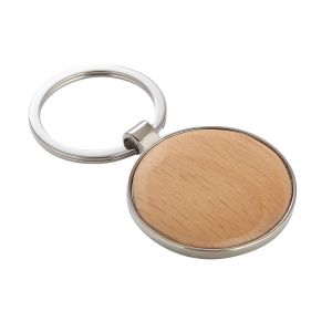 Cheap Hard Wood Carved Keychain , Round Shape Key Fob Key Holder Customised for sale