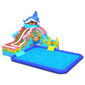China Kids Inflatable Water Park With Shark Slide & square water pool on sale