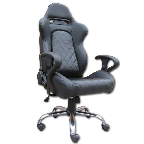 Quality Mult - function Gray + Black Leather Executive Office Chair Lounge With Metal Frame wholesale