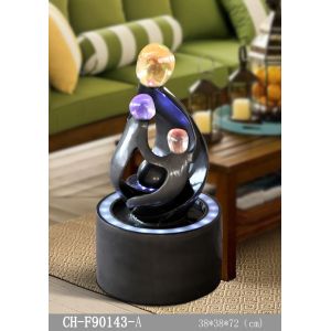 H72CM Solar Water Feature Lights Glossy Grey Couple With Candle