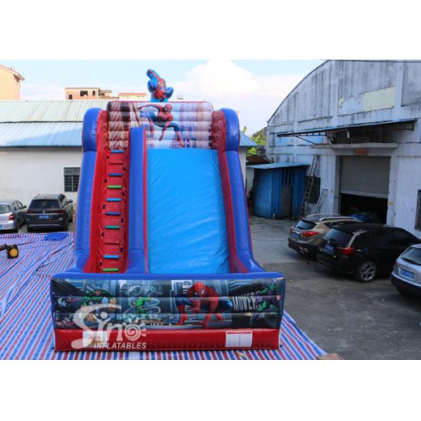 7 meters high kids spiderman inflatable slide with complete digital printing for