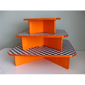 Fancy Corrugated Cardboard Cupcake Stand Plaid Pattern Solid Structure