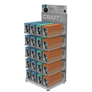 Double Sided Wooden Display Stand Sock Display Rack With Wheels For Foot Wear