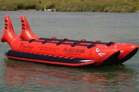 Commercial Island Hopper Red Shark Water Banana Boat 10 Passenger Side by Side