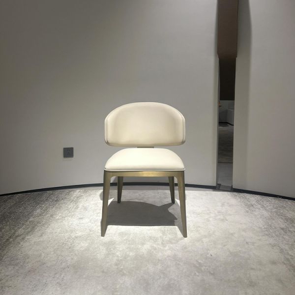 Home Furniture Dining Room Set Featuring Luxury Modern Italian Golden Metal Leg Leather Dining Chairs Minimalist Design