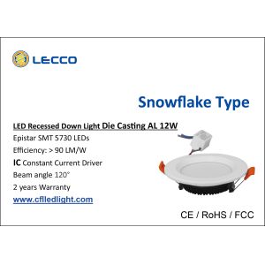 IC Driver SMD Led Ceiling Downlights , Adjustable Recessed Lighting Snowflake