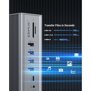 Gigabit Ethernet Hdmi Usb C Docking Station Dual Video Audio Port SD Card Reader