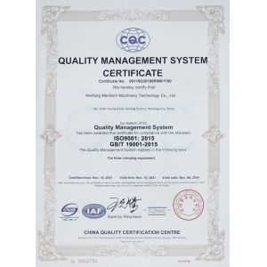 Weifang Mension Machinery Technology Co., Ltd. Certifications