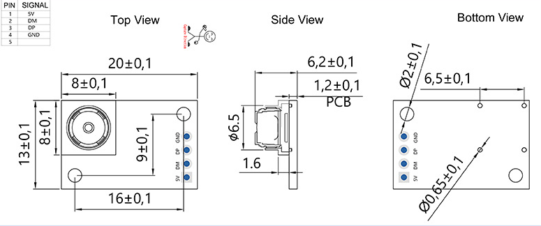 SC1346 1mp Uvc USB Camera Module 720P 30fps Fixed Focus Without Distortion