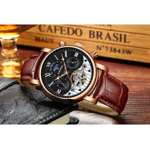 Customized Logo Tourbillon Mechanical Watch Self Winding Stable Performance