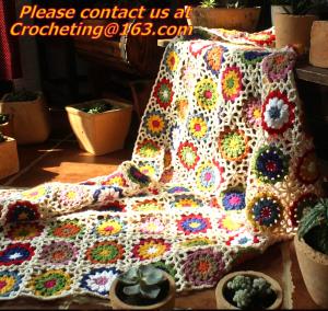 China Hand-Woven Daisy colored stripes Crochet blanket flowers wallpaper table cloth crochet sof on sale