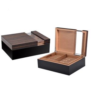Cheap Custom Walnut Wood Cigar Box Brown with Hinged Lid Multiple Polishing Processes for sale
