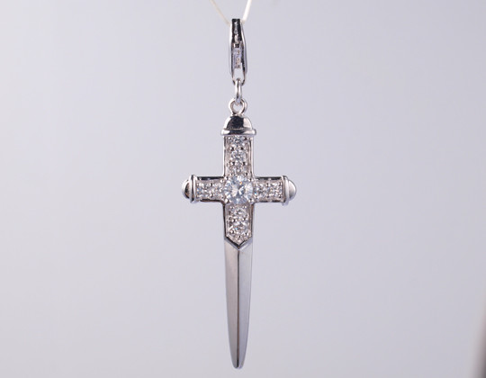 New Cross Collectioon 925 Sterling Silver Religious Pendant With Shimmering Cubic Zirconia Ice Crossd Out Pendant