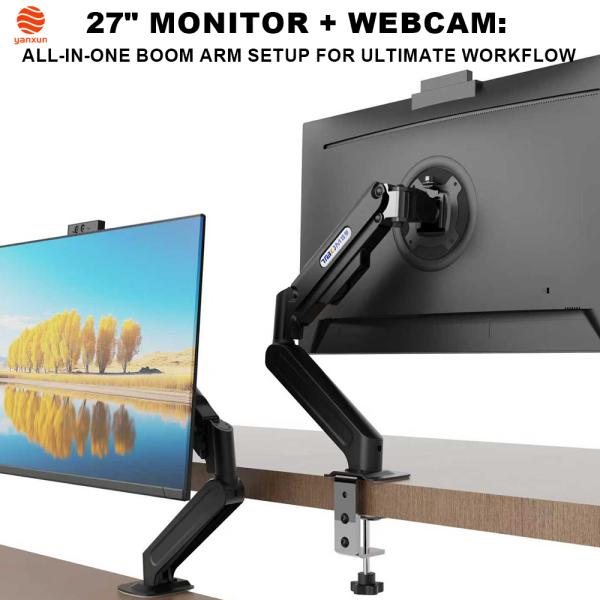 27-Inch Monitor with Articulating Arm & 1080p Webcam: Ultra-Flexible Height/Tilt
