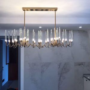 China Rectangle Kitchen Chandelier for Living room Dining Room Luxury Crystal Candles ceiling hanging lights(WH-CY-188) on sale